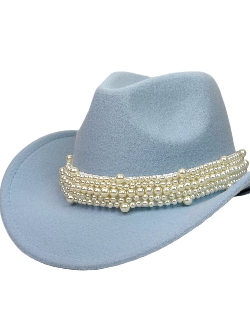 Sky Blue Pearl Beaded Cowboy Hat Western Cowgirl Rodeo Ranch Country Fashion